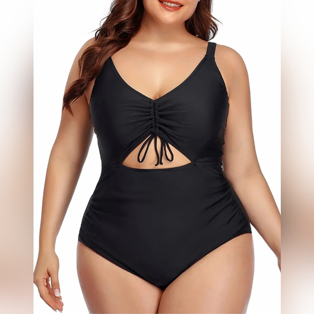 Daci black one piece bathing suit with cut out - 26W black .